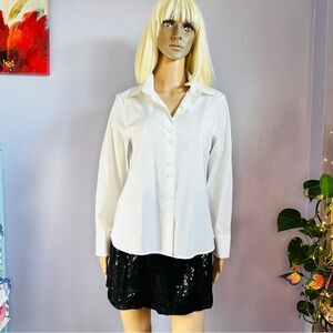 Talbots tapered fit wrinkle resistant stretch white top